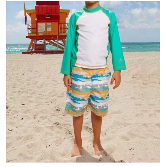Cabana Life Little Boys 2 pc Set Rashguard - Picture 1 of 1